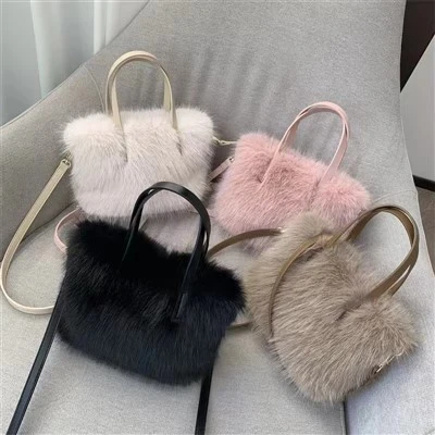 Bolso de mano de piel de visón para mujer